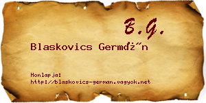 Blaskovics Germán névjegykártya